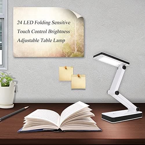 KINGGOO Portable Folding LED Table Lamp Desk Light Sensitive Touch Control 3 Levels Adjustable Brightness Dimmable USB Charging Port 4 * AA Batteries Powered. — view 4