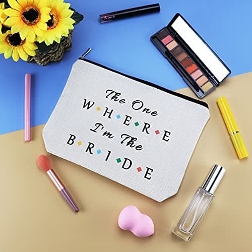 Bride Gift Bridal Makeup Bag Bride to Be Bridal Shower Gift Newly Engaged Travel Cosmetic Bag Engagement Bachelorette Party Gifts Future Mrs Gifts Valentine’s Day Wedding Present Toiletry Pouch — view 3