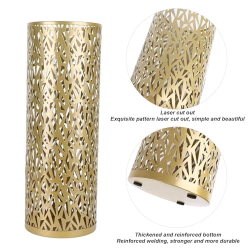HUSHUI Freestanding Metal Umbrella Rack Hollow Out Round Entrance Storage Tray, Suitable for Home, Hotel, Office Decoration (Gold) — view 5