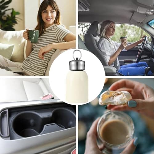 Mini Thermal Flask - 300ml Stainless Steel Leak-Proof Portable - Vacuum Insulated Water Bottle, Travel Coffee Bottle with Handle and Anti-Slip Base, for Hot and Cold Drinks, Travel, Camping, Hiking — view 6