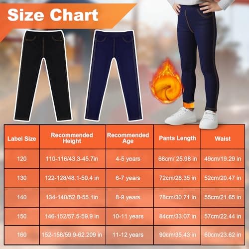 Baogaier Girls Leggings Lined Thermal Jeans-Look, Pack of 2, 4-5 Years — view 6