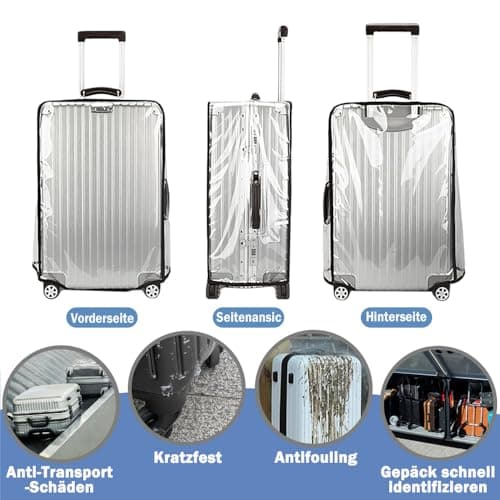 Exquilnova 3PCS Transparent Suitcase Cover Set,20/24/28 Inch Clear Suitcase Covers Protectors,Waterproof DustProof Reusable Luggage Cover for Business Trip,Daily Using,Travel — view 5