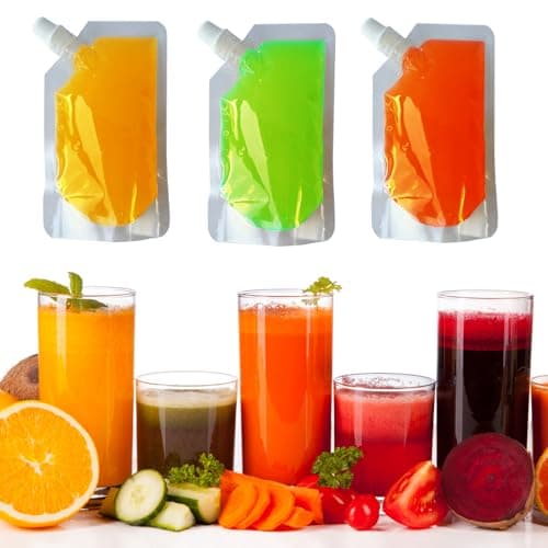 Yelinosk 20pcs Clear Drink Pouches 250ml with caps and 2 Funnels for Festivals,Leak Proof Alcohol Juice Liquid Pouches Bags, Beverage Bags, Plastic Hip Flask for Parties, Picnic, Travel, Sports — view 6