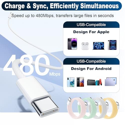 RTDHO 4 Pack USB C to USB C Cable 60W Charger Cable Fast Charging Type C — view 4