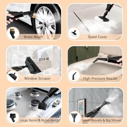 Steam Cleaner Handheld for Home, 2500W High Temperature Pressurized Machine, Large Capacity Steam Cleaning & 14 Accessories, Portable Cleaning Steamer for Car, Bed Bug, Furniture, Couch — view 6