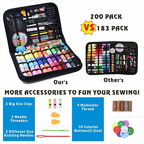 INSCRAFT Sewing Kit, 182 Pcs Sewing Accessories, with 38 XL Sewing Thread Spools, Suitable for Adults, Beginner, Emergency, DIY and Home Button Repair, Travel Needle and Thread Kit — view 5