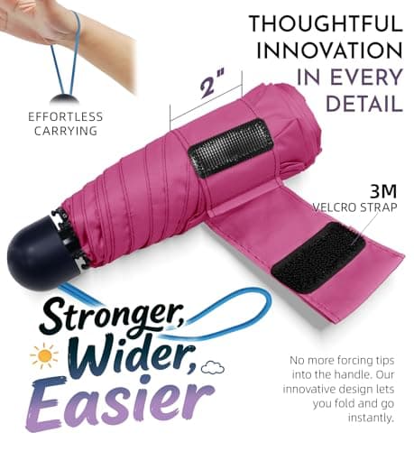 LILAC Mini Compact Folding Umbrella, Travel Pocket Rain Sun UPF 100+ UV — view 5
