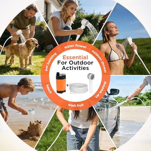 Ann Katy Portable Camping Shower Outdoor Camp Shower Pump,Upgrade Rechargeable Electric Shower Pump with Intelligent Digital Display Multiple Spray Modes for Camping, Hiking, Traveling,RV — view 5
