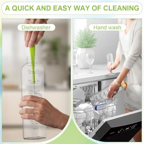 AOOWU Glass Water Bottle with Time Marker, 1000ml Leak-proof Sports Glass Water Bottle with Bamboo Lid, Sports Drinking Bottle, Reusable Silicone Case Glass Drinking Bottle, Motivational Water Bottle — view 5