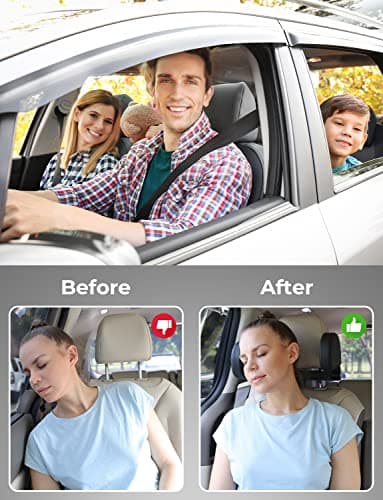 Oasser Car Seat Headrest Pillow, Detachable and Adjustable Double Sided Support Head and Neck for Adult and Kids, Easy to Install, Suitable for Front Passenger Seat and Rear Seat CA1 (Black) — view 2