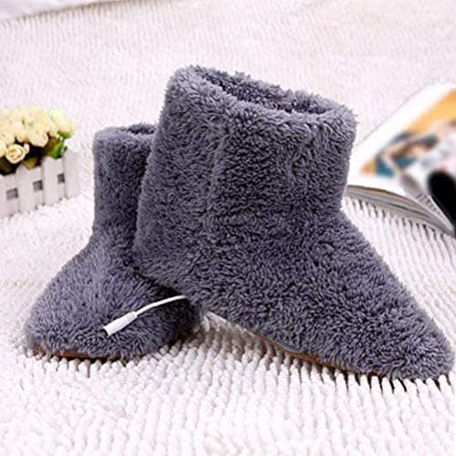 POENVFPO Winter Foot Warmer Shoes, Plush Soft Electric Heating Shoes with Carbon Fiber Heating, USB Powered Washable Snow Boots for Skiing Travel Home Office Women Men (Pink)