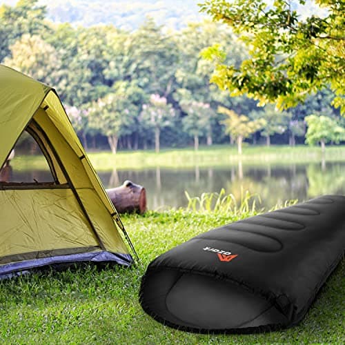 azark Premium Single Sleeping Bag, 350GSM, Lightweight and Waterproof, 4 Seasons of Camping, Hiking and Outdoors, Sleeping bag for Adults & Kids (Black) — view 6