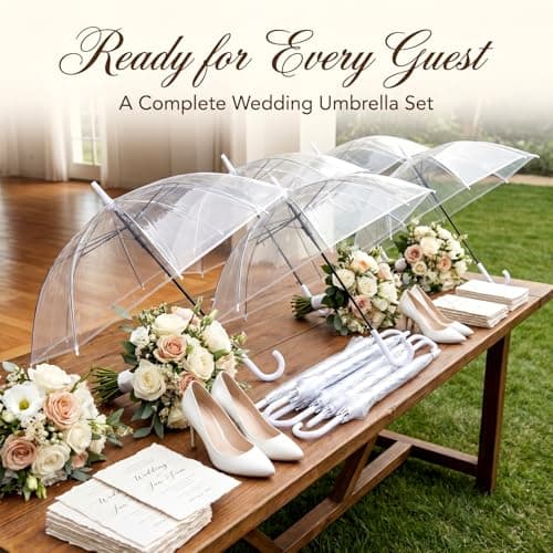 Hestya 20 Pack 37.4 Inch Clear Umbrellas for Wedding Semi-automatic Handle — view 4