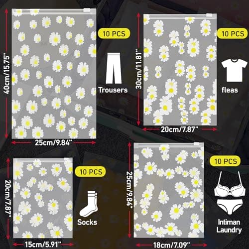 Reusable Zip Bags 40 Pack, Clothes Storage Bags for Travel Organising — view 2