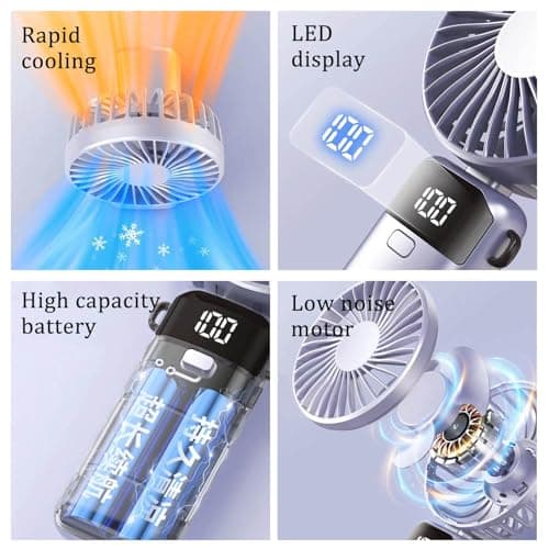 Somnr 2-Pack Handheld Fan Rechargeable, Handheld/Neck/Desk 3 in 1 Mini Fan — view 4