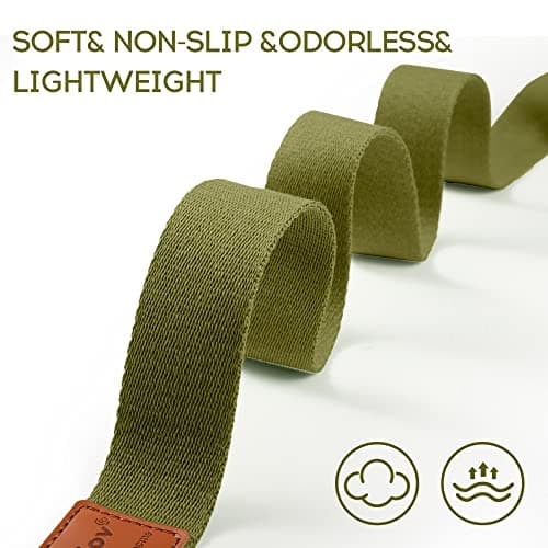 voidbiov D-Ring Buckle Yoga Strap 1.85 or 2.5M, Durable Cotton Adjustable Belt Perfect for Holding Poses, Improving Flexibility and Physical Therapy Avocado Green — view 4