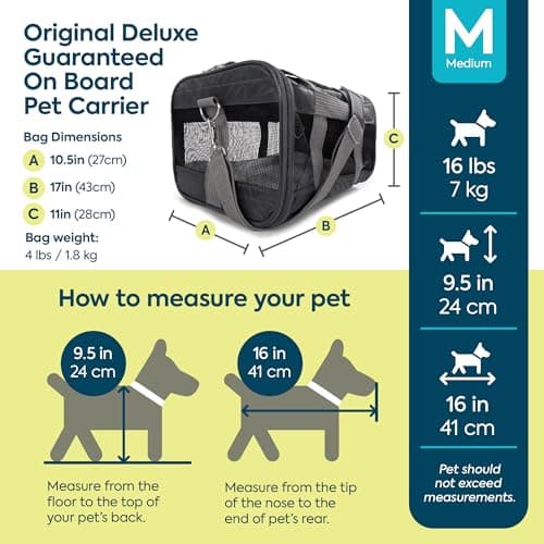 Sherpa Original Deluxe Travel Pet Carrier, Airline Approved & Guaranteed On Board - Charcoal Gray, Medium — view 3