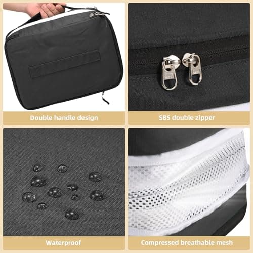 Compression Packing Cubes 5 Set Double Sided Expandable for Suitcases & Carry On Hand Luggage | Travel Organiser with Separate Shoe Bag (Black) — view 3