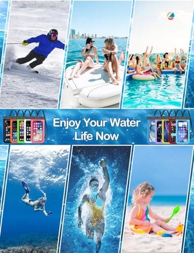 Famoby 3 Pack Multicolor Waterproof Phone Pouch, Cell Phone Waterproof Case Dry Bag,Protection Level: IP68,Beach Cruise for iPhone,Samsung,and More,Lanyard Included,(Fits Up to 8.3"),Black,Blue,Pink — view 2