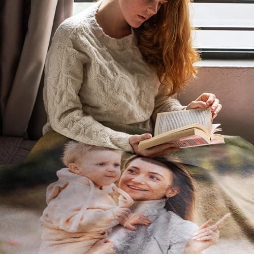 Personalised Photo Blanket, Customised Blanket with Pictures, Soft & Cosy Custom Blanket for Adults & Kids, Thoughtful Gifts for Mum, Dad, Best Friend, Boyfriend, or Girlfriend — view 5