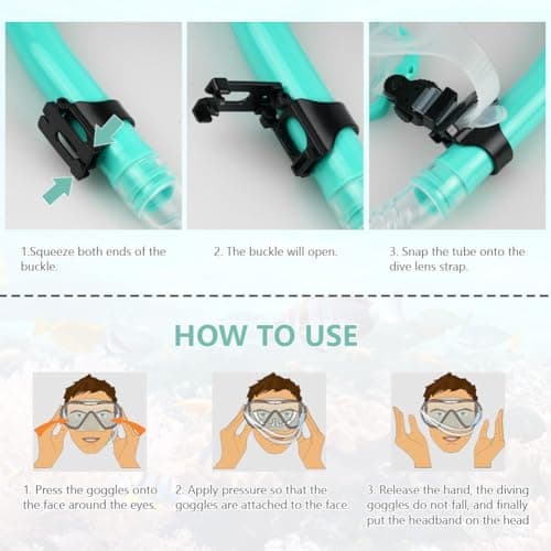 AOOSA Snorkel Set Adults, Anti-Fog Tempered Glass Snorkeling Gear — view 6