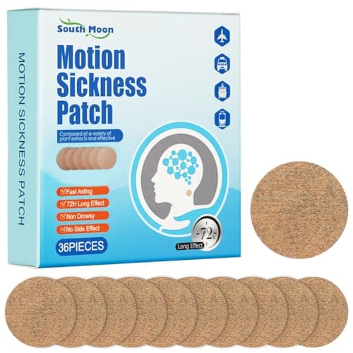 BUTBU Motion Sickness Patches, 36 Counts Travel Sickness-Patches, Nausea Relief & Anti Sickness, Motion Sea Sickness Patch for Car, Cruise Essentials and Airplane Trips, Fast Effective Lasts 72 Hours