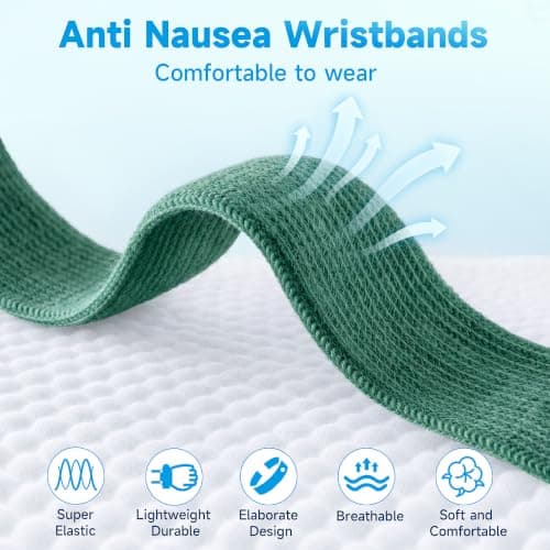 MEIYYJ Motion Sickness Bracelets Acupressure Relief for Motion Sickness Sea Sickness Wristbands for Adults & Kids,Morning Sickness Relief for Pregnant Women Ideal for Car Sea Air Tarvel-Green/Pink — view 2