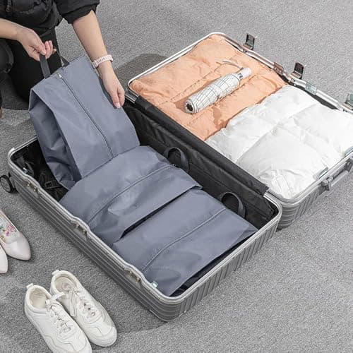 YUNYU 4 Pack Waterproof Shoe Bags for Travel & Storage - Heavy-Duty Oxford Fabric Shoe Organiser with Zipper, 39x19x15cm Grey (Dust-Proof, Reusable) — view 6