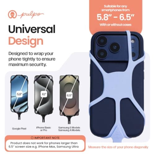 Pulpo Safety Cell Phone Lanyard 2.0 Fits Smartphones 5.8" Up to 6.5" – Anti-Theft Phone Tether, Fishing Phone Lanyard, Hiking Phone Holder for Men & Women, Silicone Crossbody Cellphone Strap — view 2
