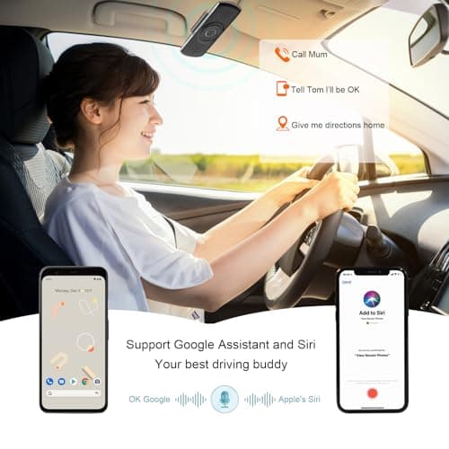 LETRADE Hands Free Car Phone Kit Bluetooth,Support Siri Google Assistant Voice Commands Calls,GPS, Music with TF Card Slot, Magnetic Clip, Automatic Connection,for Android & iOS Phones — view 3