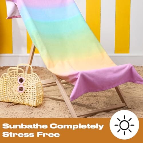 Dreamscene Large Beach Towel Ombre Print, Soft Quick-Dry Lightweight Microfibre Beach Towel For Adults & Kids Swimming Towel For Holiday Essentials, Multi-71x152cm — view 6