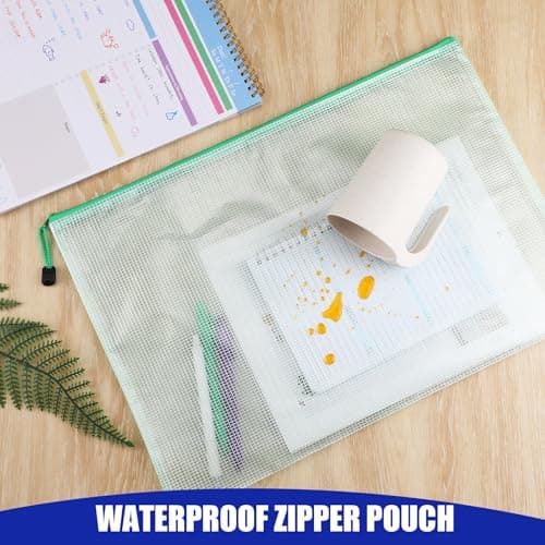A3 Plastic Wallets, 5 Pack Zip Lock Bags Mesh Document Wallet File Folders — view 4