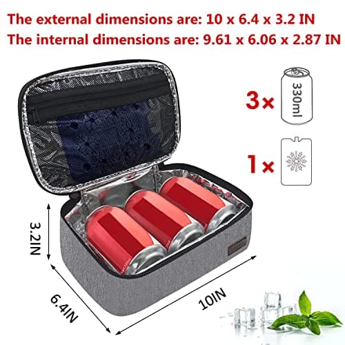 Gloppie Lunch Box Insulated Soft Bag Mini Cooler Tote Food Containers Portable for Work Office Travel,Grey — view 3