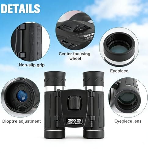 200x25 Compact Binoculars for Adults & Kids, High Powered Mini Pocket Binocular, Small Portable Lightweight Binoculars for Travel, Camping, Bird Watching, Concert, Sport Games — view 6