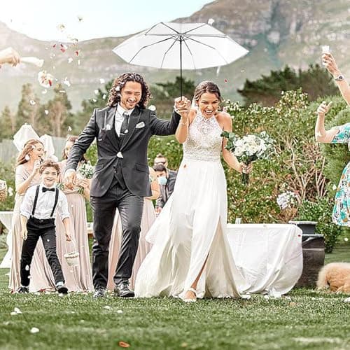 louuuou 2 Pcs Clear Umbrella Set, Fold Portable See Through Umbrella Clear Umbrellas For Weddings For Handbag Men Women Party Fashion Events Walking Handbag Travel — view 4