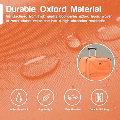Aerostar Carry-on 20" Lightweight Soft Expandable Suitcase, Hand Luggage 4 Wheels & Combination Lock, 55x35x20cm | Accepted All Airlines easyjet, RyanAir, British Airways (Orange, 36 litres) — view 5