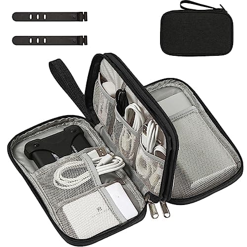 OdiuK Portable Cable Organiser Bag Travel Organiser Double-Layer Cable Organiser Bag All-in-One Electronics Case for Tech Accessories, Charger, Power Bank,Earphone,Stylish Travel Gear for Men & Women