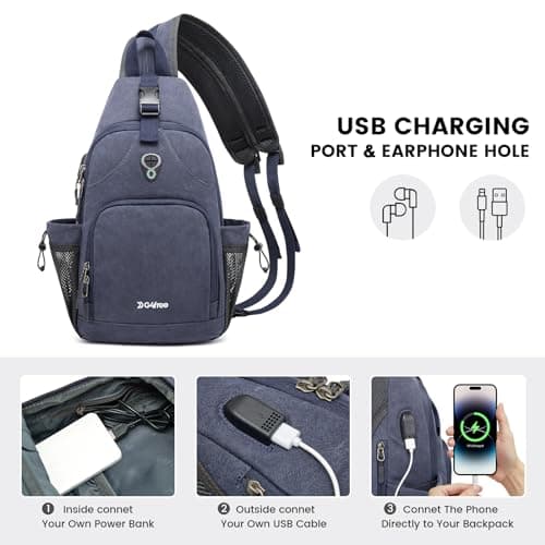 G4Free Sling Bag Crossbody Backpack with Charging Port & RFID Blocking Hiking Daypack Shoulder Chest Bag for Women Men — view 3