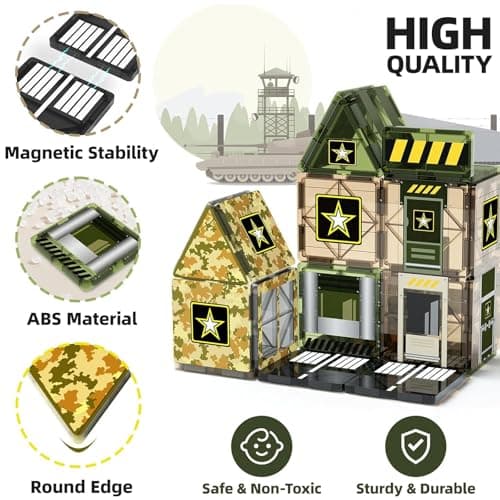 Army Toys Magnetic Tiles, Military Building Blocks Set for Kids Ages 3+ — view 2