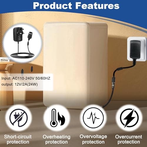 Car Power Inverters 240V 2A AC Mains to 12V DC, Car Plug Adapter Voltage Converter Socket AC to DC Household Cigarette Lighter Adapter to UK Plug for MP3 Fan Dash Cams (Maximum Power 24W-Black) — view 3