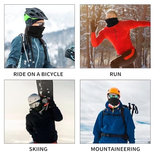 3 Pack Bandana Neck Warmer Ski Snood for Men & Women Winter Fleece Windproof Neck Gaiter Multifunctional Headwear Face Mask Elastic Gaiters Headband Snood Resistence for Outdoors Sports Cycling Hiking — view 4
