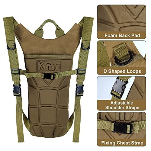 Outplea Military 3L Hydration Backpack with Water Bladder, Lightweight Army Hydration Pack for Cycling Hiking MTB Motorcycling, Khaki — view 4