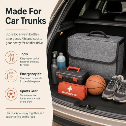 Senshuomy Car Boot Organiser 50x17x24cm Foldable Felt Storage Box (Grey) — view 5