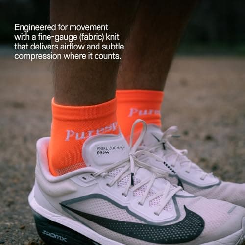 Puresport Performance Ankle Socks (Orange, S/M), Moisture-Wicking Training Socks with Subtle Compression, Breathable & Durable, Optimal Support for Women & Men, Long-Distance Running, Gym, Hyrox — view 5