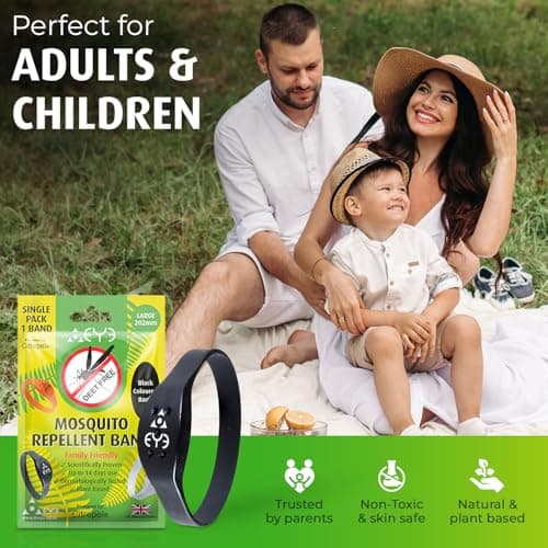 THEYE Mosquito Repellent Bracelet - Anti Mosquito Bracelet for Adults - 100% Natural, Deet Free Mosquito Repellent Bands - Provides Up to 2 Weeks Protection - Large Black Wristband — view 3