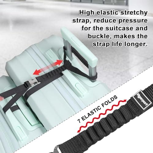 Vigorport Luggage Straps, Metal Luggage Connector Straps for Suitcases, Stretchable Add A Bag Adjustable Attachment Accessories Belts (Black, Small) — view 2