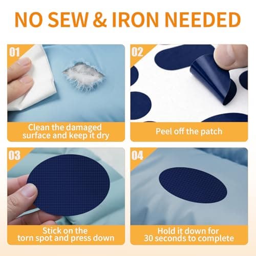 Self-Adhesive Nylon Tent Repair Kit Patches, 51PCS Waterproof Fabric Repair Tape for Camping Gear, Sleeping Bag - No-Sew Instant Invisible Patches for Clothing, Down Jacket, Puffer Coats (Dark Blue) — view 4