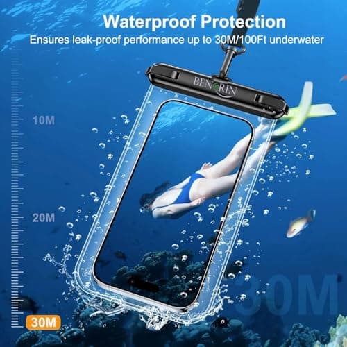 BENGRIN Waterproof Phone Pouches – 2 Universal Dry Bag Case for iPhone & Android, Touchscreen Friendly, IPX8 Certified, Floating Pouch for Swimming, Beach, Kayaking, Boating, Travel Accessor. uk — view 3