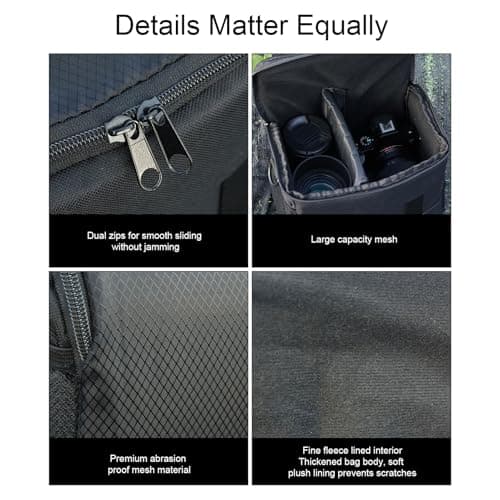 Denash DSLR Camera Case, Large Capacity Water Proof Polyester Portable Camera Bag with Detachable Shoulder Strap, for Camera Lens Accessories (Large Size 1.69 X 9.06in) — view 4