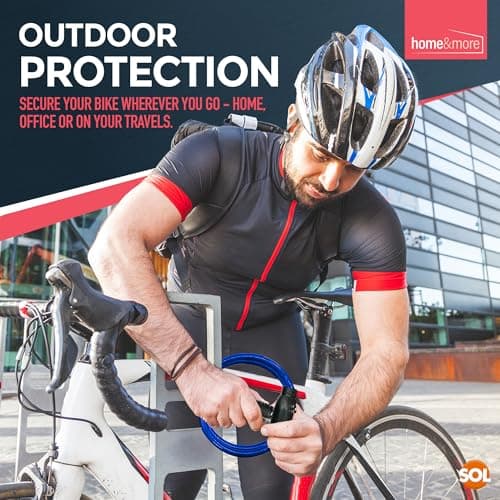 SOL 65cm Cable Bike Lock with Keys, Blue - Multipurpose Security Chain Lock — view 6